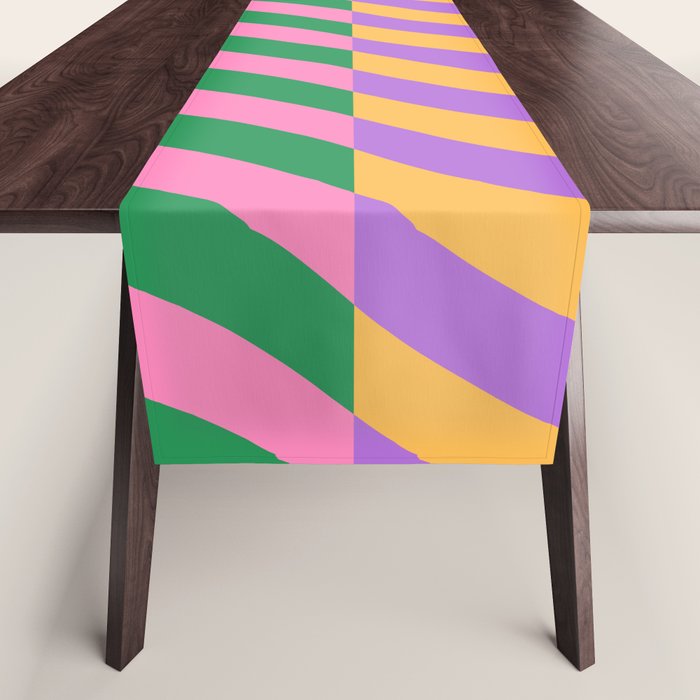 Wavy Stripes in Green, Pink, Purple & Yellow Table Runner Gallery Image 1