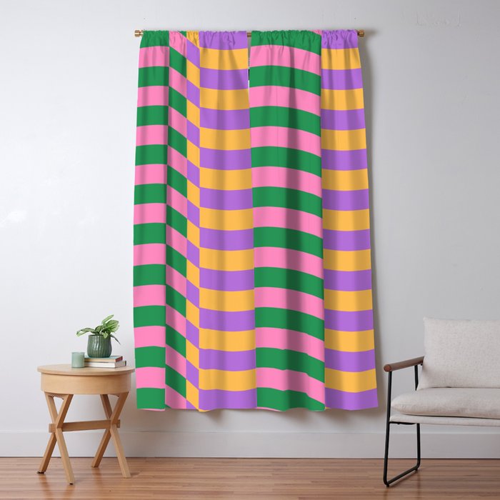 Wavy Stripes in Green, Pink, Purple & Yellow Window Curtain Gallery Image 5