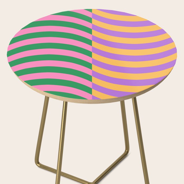 Wavy Stripes in Green, Pink, Purple & Yellow Side Table Gallery Image 2