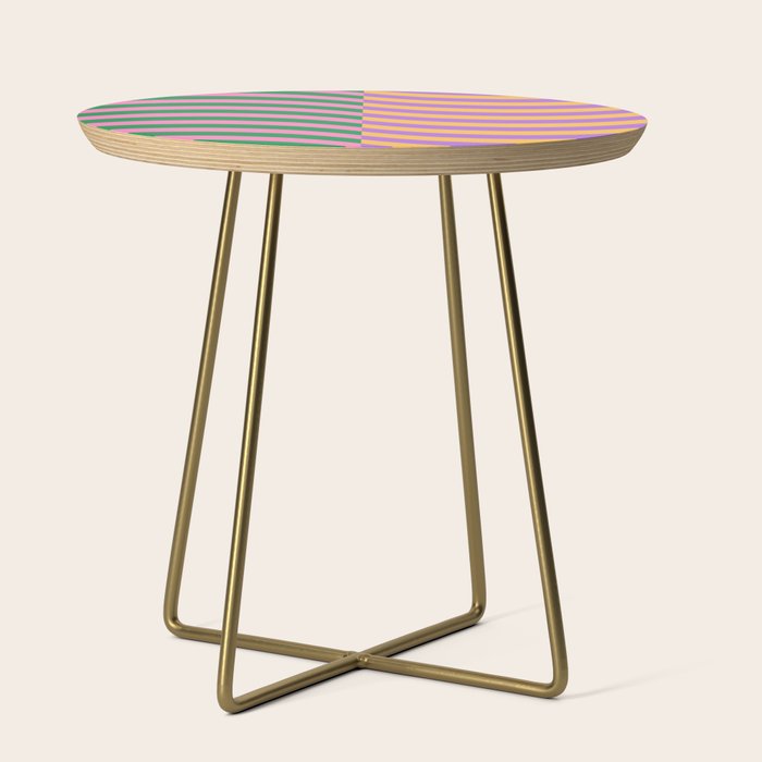 Wavy Stripes in Green, Pink, Purple & Yellow Side Table Gallery Image 1