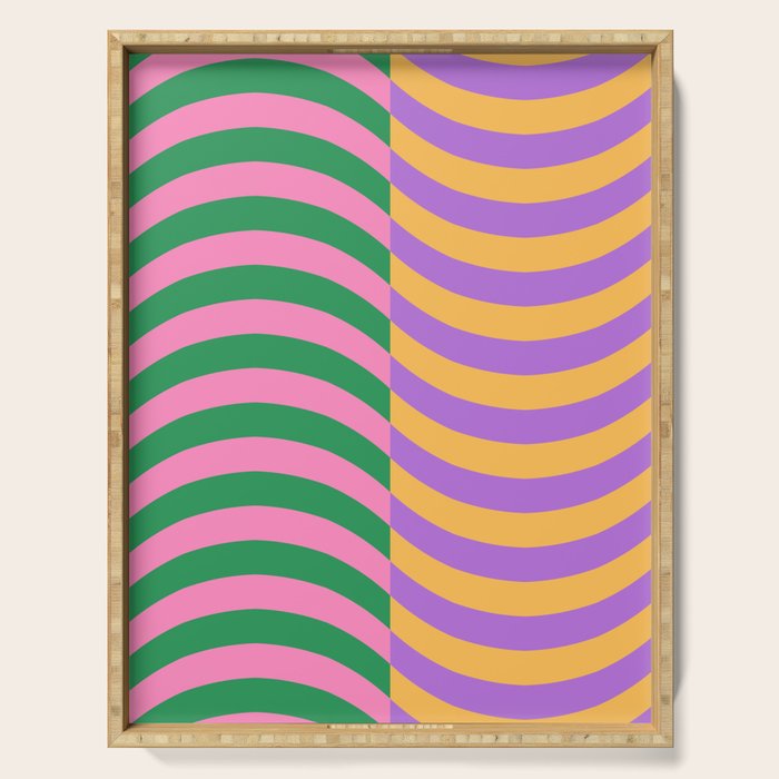 Wavy Stripes in Green, Pink, Purple & Yellow Serving Tray Gallery Image 1