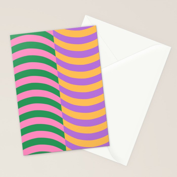 Wavy Stripes in Green, Pink, Purple & Yellow Stationery Card Gallery Image 2