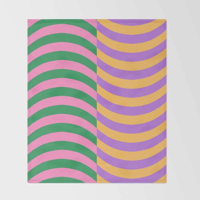 Wavy Stripes in Green, Pink, Purple & Yellow Throw Blanket Gallery Image 2