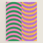 Wavy Stripes in Green, Pink, Purple & Yellow Jigsaw Puzzle Gallery Image 1