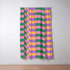 Wavy Stripes in Green, Pink, Purple & Yellow Window Curtain Gallery Image 3