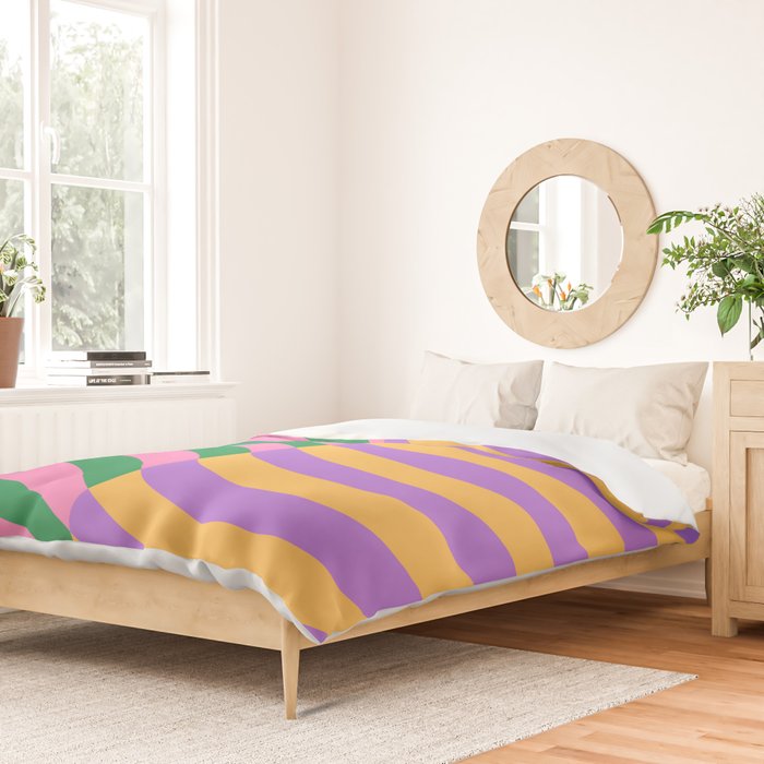 Wavy Stripes in Green, Pink, Purple & Yellow Duvet Cover Gallery Image 2