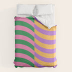 Wavy Stripes in Green, Pink, Purple & Yellow Duvet Cover Gallery Image 6