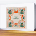 Folk inspired Festive Holiday Bows  and Christmas Tree  Wall Mural Gallery Image 2