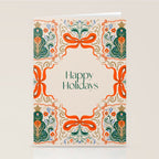 Folk inspired Festive Holiday Bows  and Christmas Tree  Stationery Card Gallery Image 2