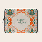 Folk inspired Festive Holiday Bows  and Christmas Tree  Laptop Sleeve Gallery Image 1