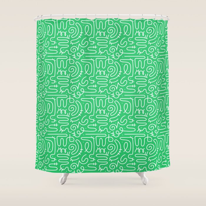 Colorful abstract fun line doodle art pattern Shower Curtain Gallery Image 1