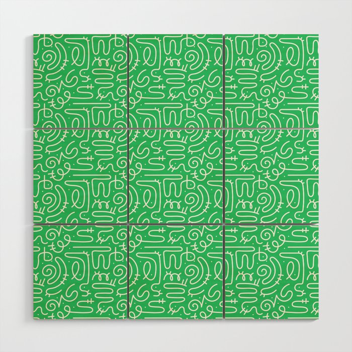 Colorful abstract fun line doodle art pattern Wood Wall Art Gallery Image 1