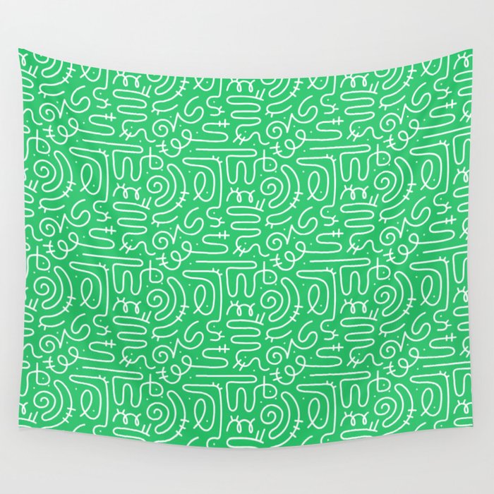 Colorful abstract fun line doodle art pattern Wall Tapestry Gallery Image 4