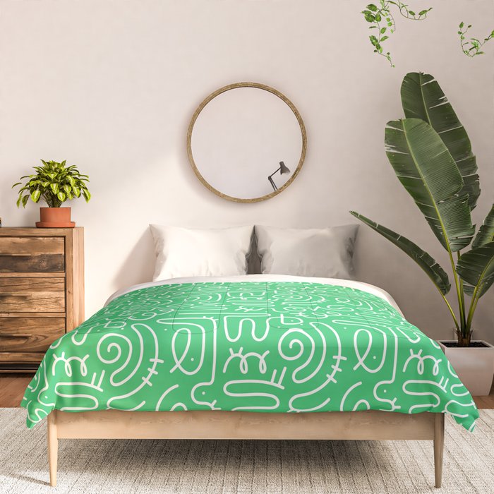 Colorful abstract fun line doodle art pattern Comforter Gallery Image 3
