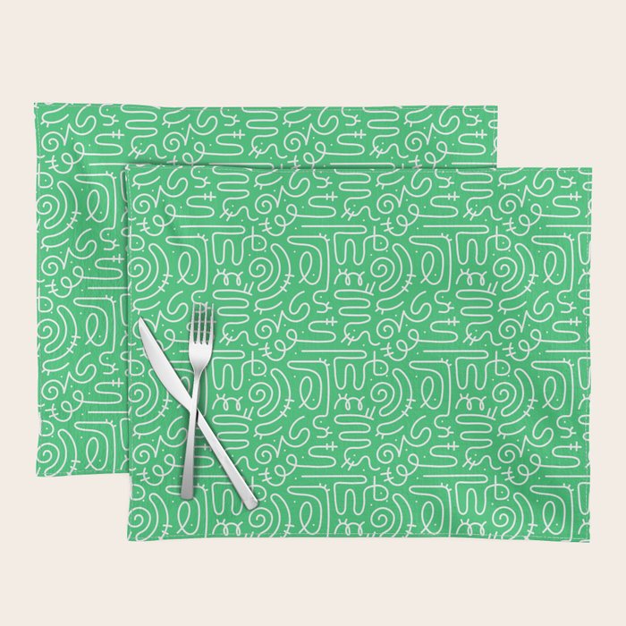 Colorful abstract fun line doodle art pattern Placemat Gallery Image 1