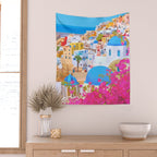 Painting of Santorini Greece Wall Tapestry Gallery Image 2