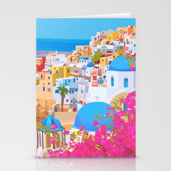 Painting of Santorini Greece Stationery Card Gallery Image 2