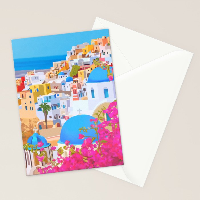 Painting of Santorini Greece Stationery Card Gallery Image 2