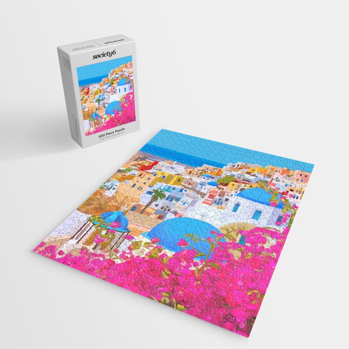 Painting of Santorini Greece Jigsaw Puzzle Gallery Image 2