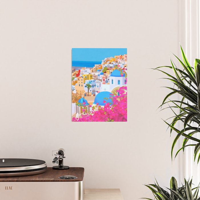 Painting of Santorini Greece Poster Gallery Image 2