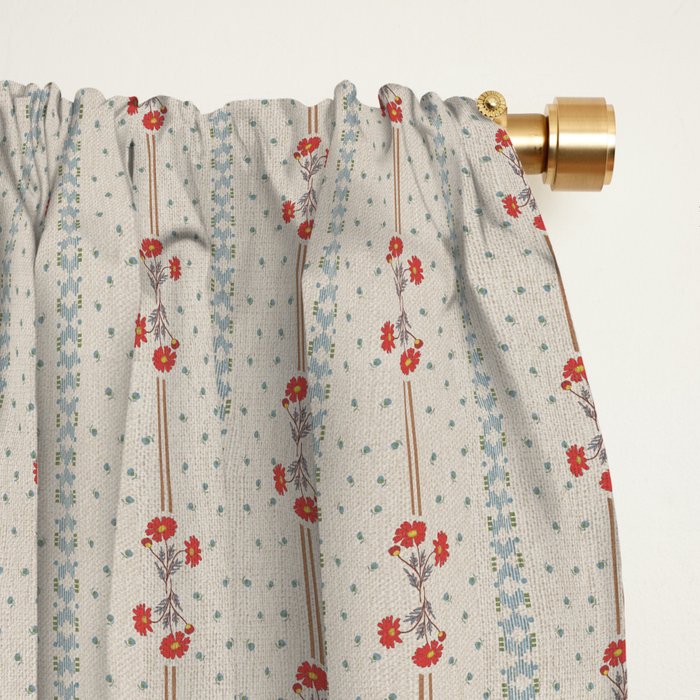 Ditsy Floral Stripe Window Curtain Gallery Image 2