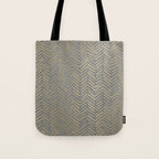 Herringbone, Boho, Mudcloth Pattern, Grey and Gold Tote Bag Gallery Image 1