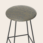 Herringbone, Boho, Mudcloth Pattern, Grey and Gold Stool Gallery Image 2