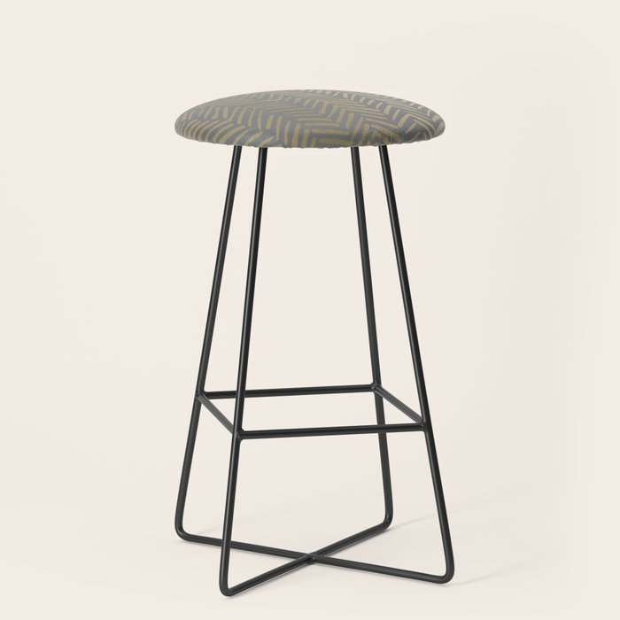 Herringbone, Boho, Mudcloth Pattern, Grey and Gold Stool Gallery Image 1
