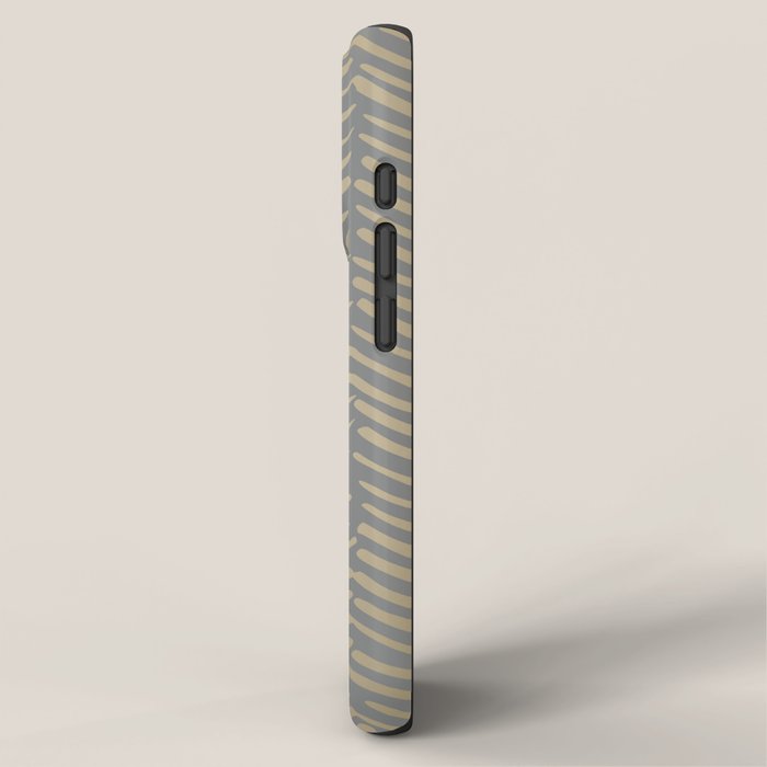 Herringbone, Boho, Mudcloth Pattern, Grey and Gold iPhone Case Gallery Image 2