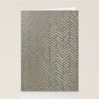 Herringbone, Boho, Mudcloth Pattern, Grey and Gold Stationery Card Gallery Image 2