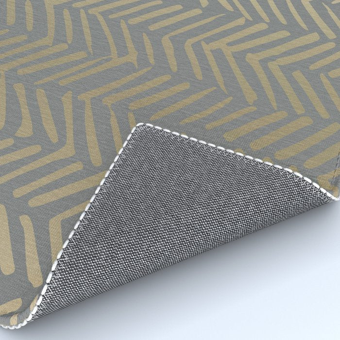 Herringbone, Boho, Mudcloth Pattern, Grey and Gold Rug Gallery Image 4