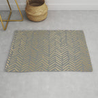 Herringbone, Boho, Mudcloth Pattern, Grey and Gold Rug Gallery Image 1