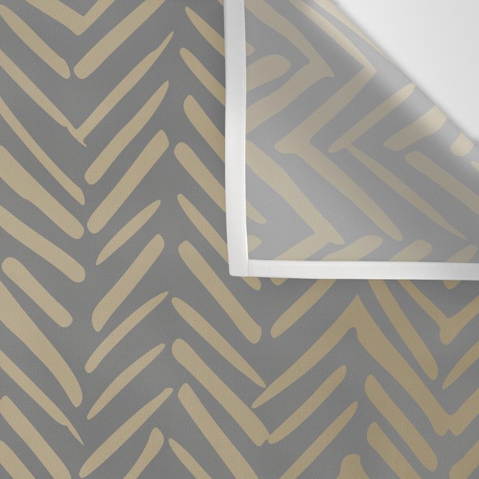 Herringbone, Boho, Mudcloth Pattern, Grey and Gold Wall Tapestry Gallery Image 3