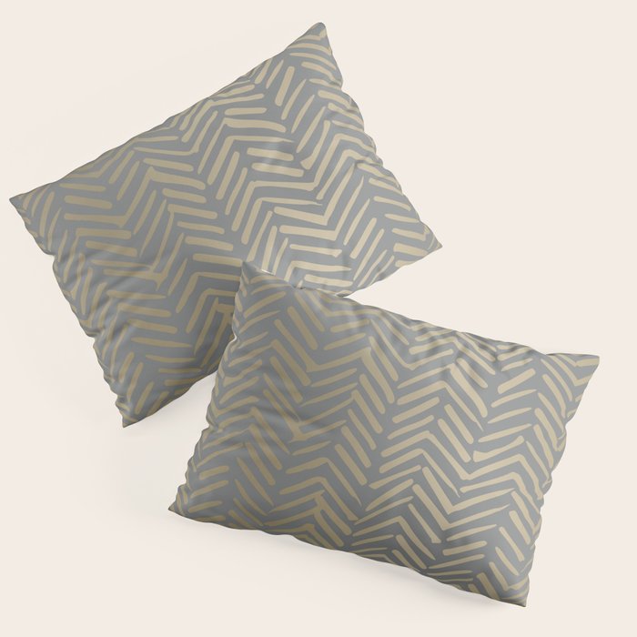 Herringbone, Boho, Mudcloth Pattern, Grey and Gold Pillow Sham Gallery Image 3