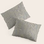 Herringbone, Boho, Mudcloth Pattern, Grey and Gold Pillow Sham Gallery Image 3