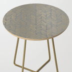 Herringbone, Boho, Mudcloth Pattern, Grey and Gold Side Table Gallery Image 2