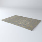 Herringbone, Boho, Mudcloth Pattern, Grey and Gold Rug Gallery Image 3