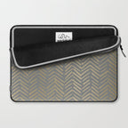 Herringbone, Boho, Mudcloth Pattern, Grey and Gold Laptop Sleeve Gallery Image 2