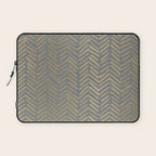 Herringbone, Boho, Mudcloth Pattern, Grey and Gold Laptop Sleeve Gallery Image 1