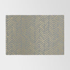 Herringbone, Boho, Mudcloth Pattern, Grey and Gold Rug Gallery Image 2