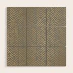 Herringbone, Boho, Mudcloth Pattern, Grey and Gold Wood Wall Art Gallery Image 1