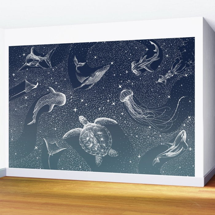 Cosmic Ocean  COLOR GRAD -  turquoise Wall Mural Gallery Image 2
