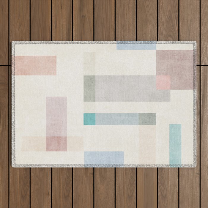 Minimalist Neutral Pastel Tones Artwork Outdoor Rug Gallery Image 1