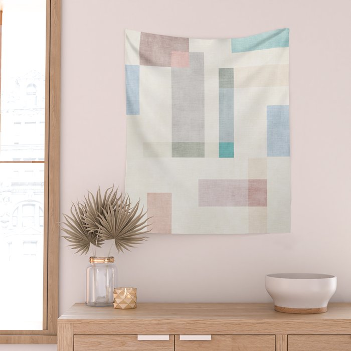 Minimalist Neutral Pastel Tones Artwork Wall Tapestry Gallery Image 2