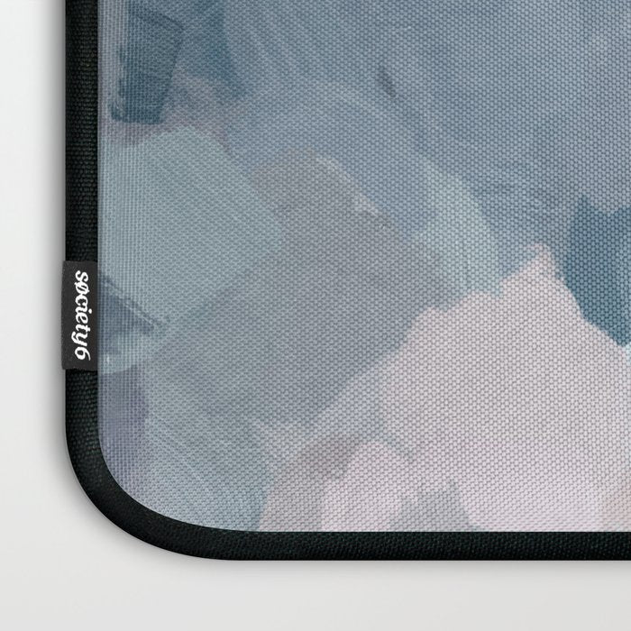 Beautiful Breeze I - Mint Aqua Navy Indigo Blue Blush Pink Abstract Painting, Modern Wall Art Laptop Sleeve Gallery Image 3