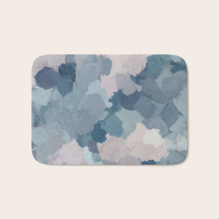 Beautiful Breeze I - Mint Aqua Navy Indigo Blue Blush Pink Abstract Painting, Modern Wall Art Bath Mat Gallery Image 1