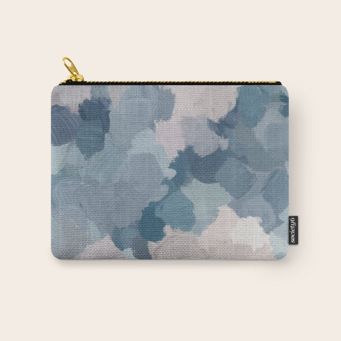 Beautiful Breeze I - Mint Aqua Navy Indigo Blue Blush Pink Abstract Painting, Modern Wall Art Carry All Pouch Gallery Image 1