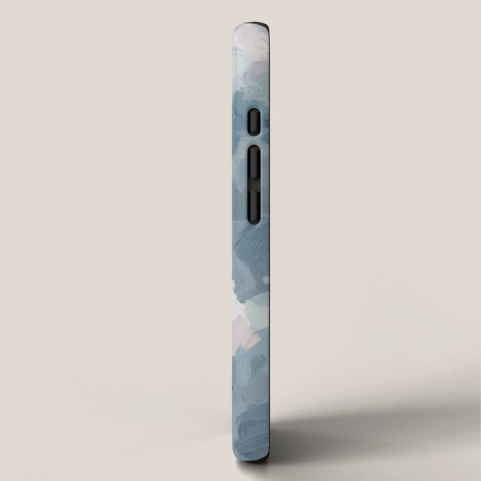 Beautiful Breeze I - Mint Aqua Navy Indigo Blue Blush Pink Abstract Painting, Modern Wall Art iPhone Case Gallery Image 2