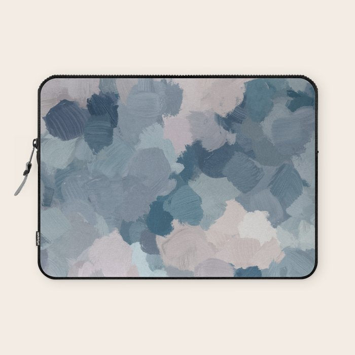 Beautiful Breeze I - Mint Aqua Navy Indigo Blue Blush Pink Abstract Painting, Modern Wall Art Laptop Sleeve Gallery Image 1