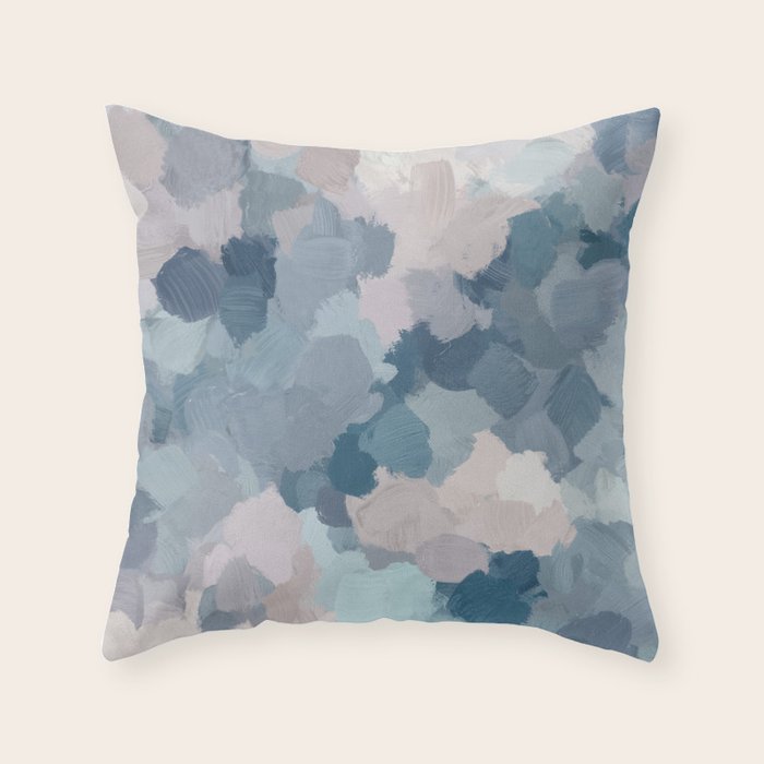 Beautiful Breeze I - Mint Aqua Navy Indigo Blue Blush Pink Abstract Painting, Modern Wall Art Throw Pillow Gallery Image 6